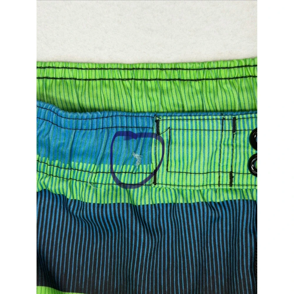 Nike Swim Trunks Men Large‎ Blue Green Striped Board Shorts NESS7480